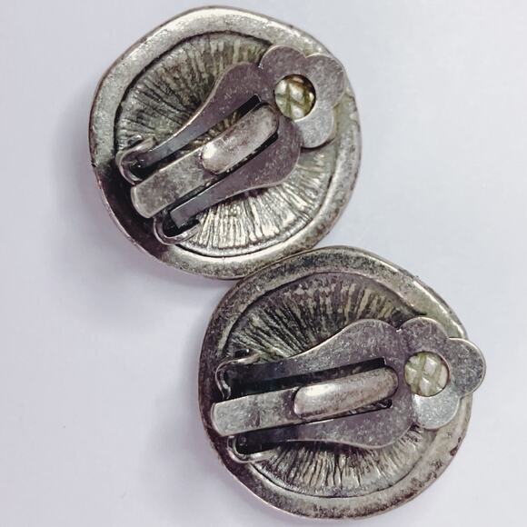 VTG Artisan Earrings Silver Tone Lucite Purple Pink Clip On Vibrant Colorful 80s - Picture 7 of 13